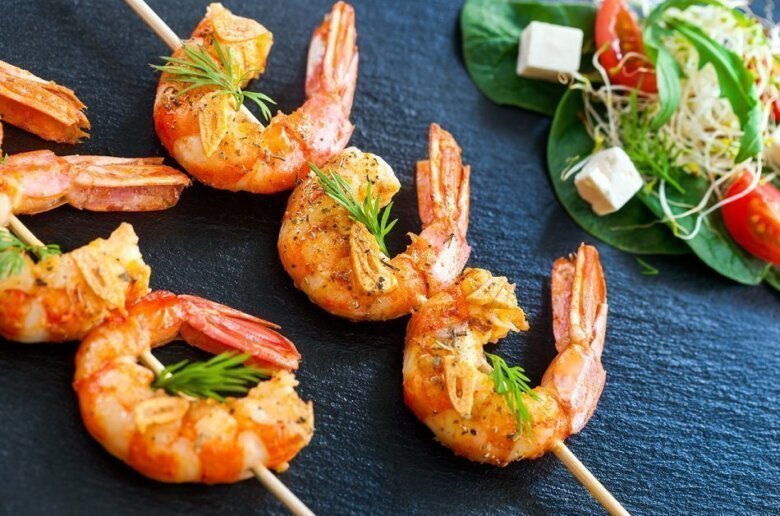 crevettes thé vert