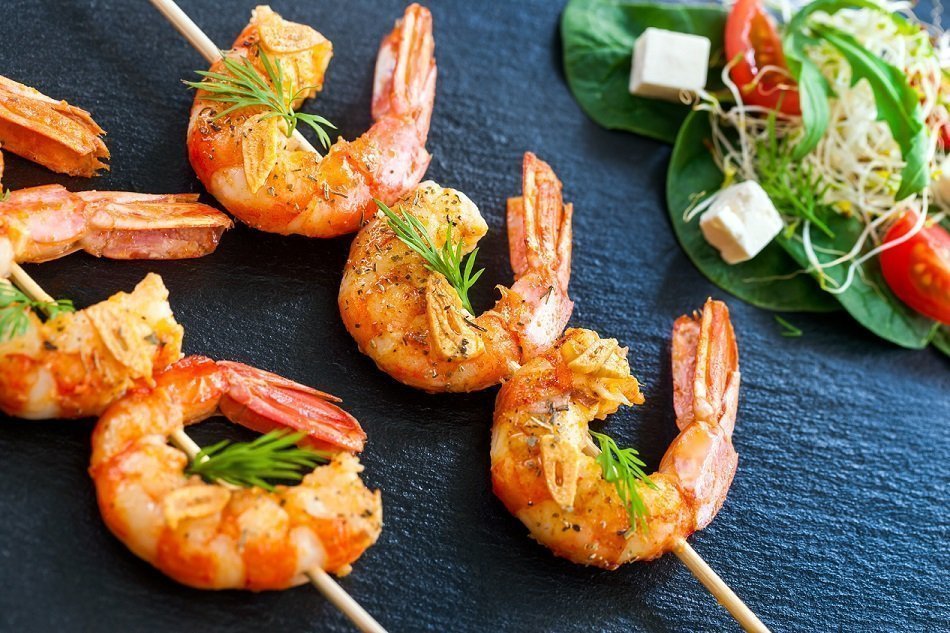 crevettes thé vert
