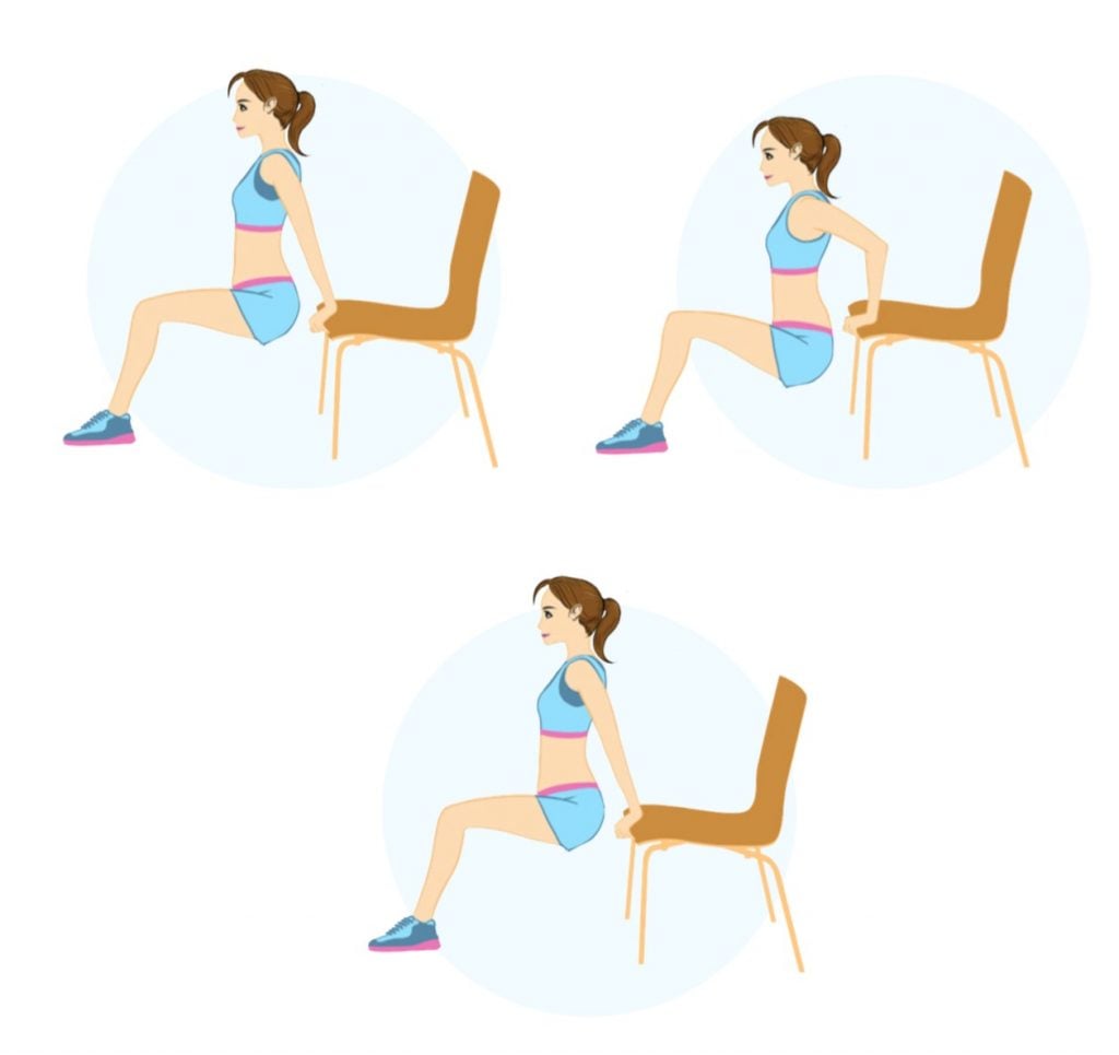 Intenta hacer el ejercicio de los dips para fortalecer tus brazos