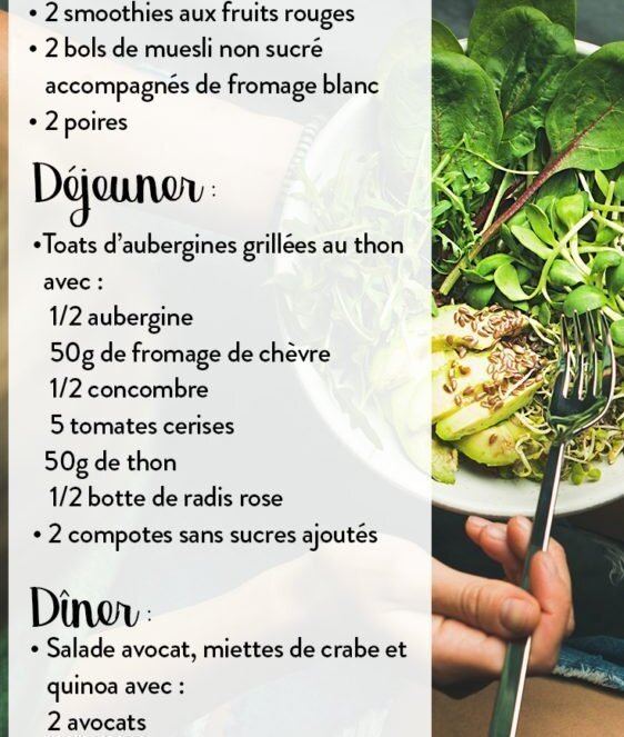 menus minceur anti-cellulite