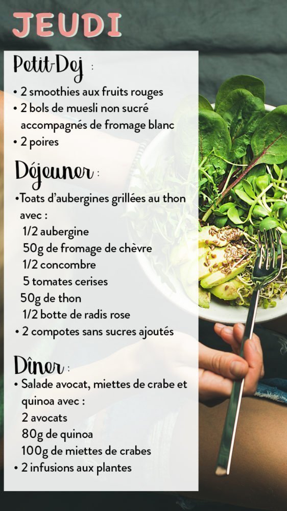 menus minceur anti-cellulite