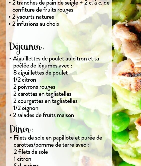 menus minceur anti-cellulite