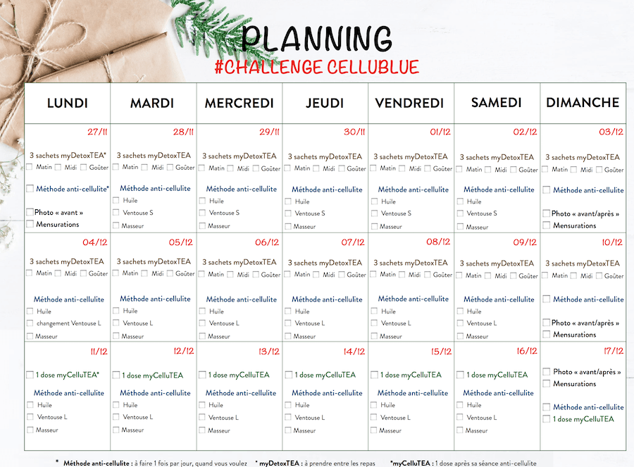 challenge objectif noël planning