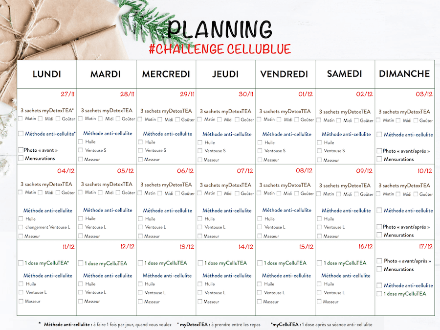 challenge objectif noël planning