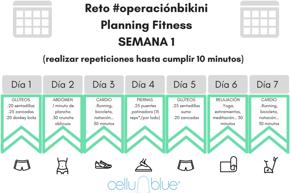 Reto Detox 21 días: planning fitness semana 1