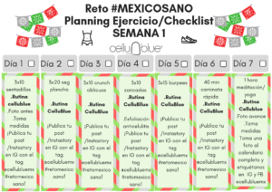 Primera semana del planning de ejercicio y checklist de productos del Reto México Sano 