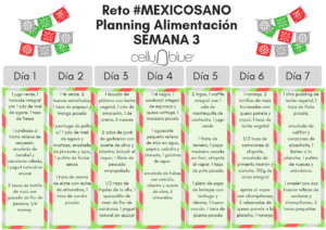 Planning de alimentación de la 3era semana del Reto México Sano