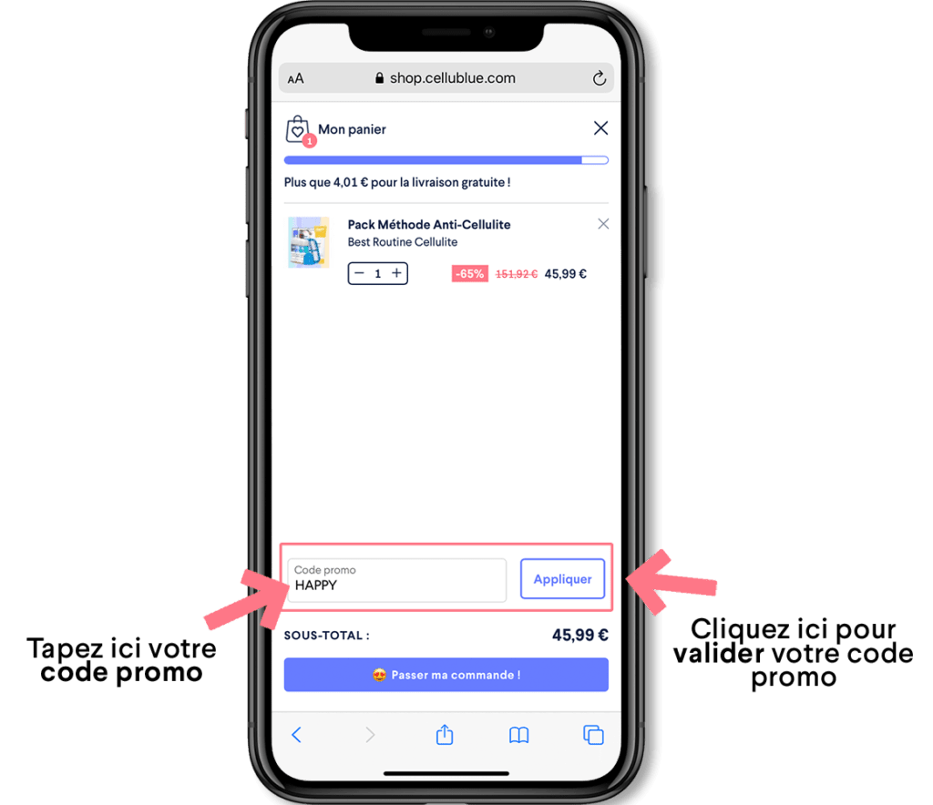 Entrer le code promo cellublue 1