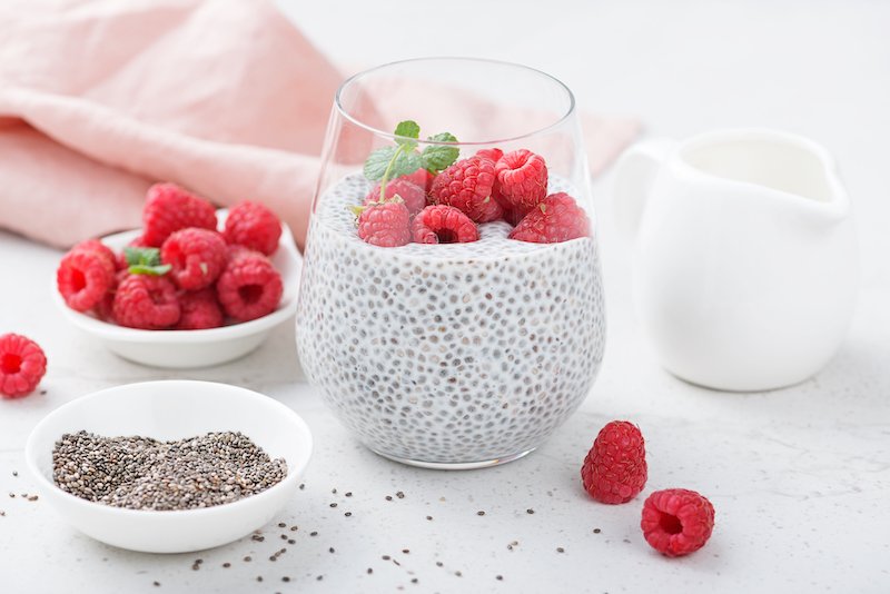 Chia pudding coco-framboise