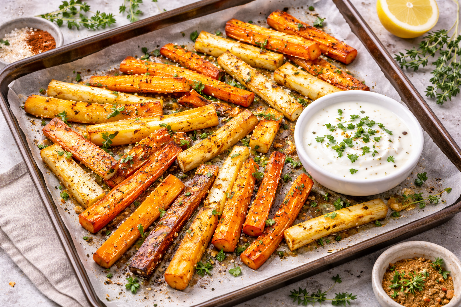 bâtonnets de légumes rotis