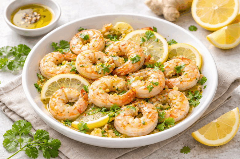 crevettes marinées au citron