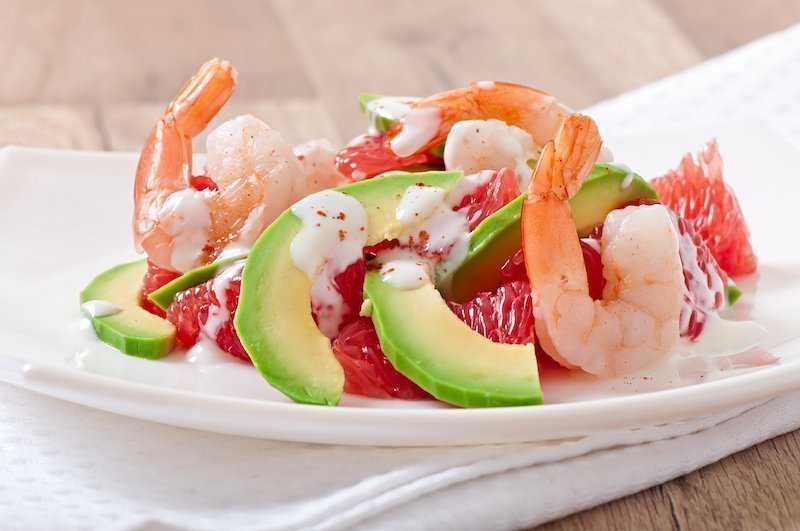 salade pamplemousse avocat crevette