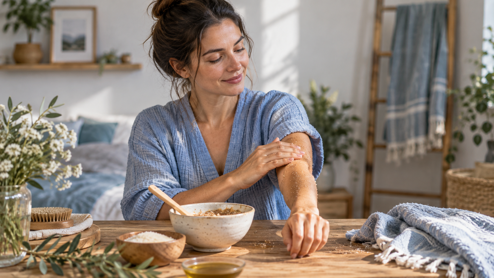 Illustration éditoriale : Des exfoliants naturels pour une jolie peau