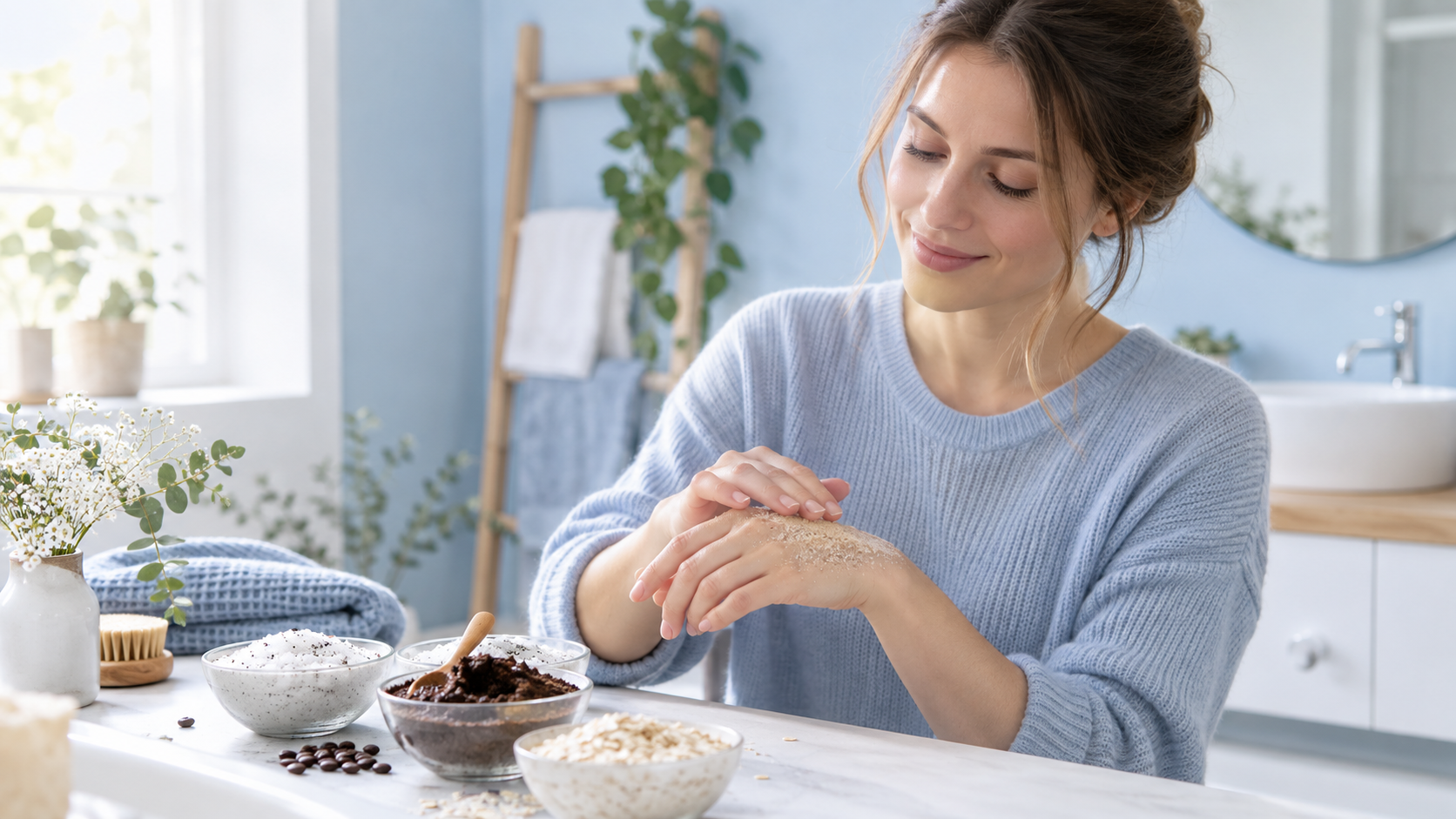 Illustration éditoriale : 3 gommages et exfoliants naturels pour la peau
