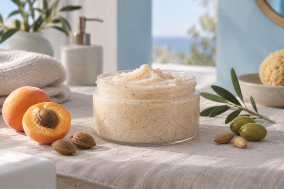 Olive and apricot kernels in body scrubs