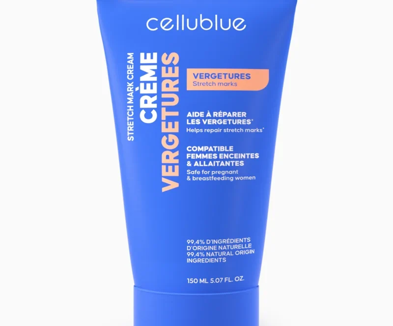 Niebieska tubka kremu na rozstępy Cellublue.